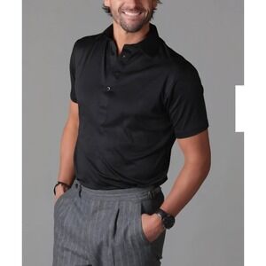 Collars & Co Polo Shirt Men's XL Relaxed Solid Black Golf Preppy Dress Collar
